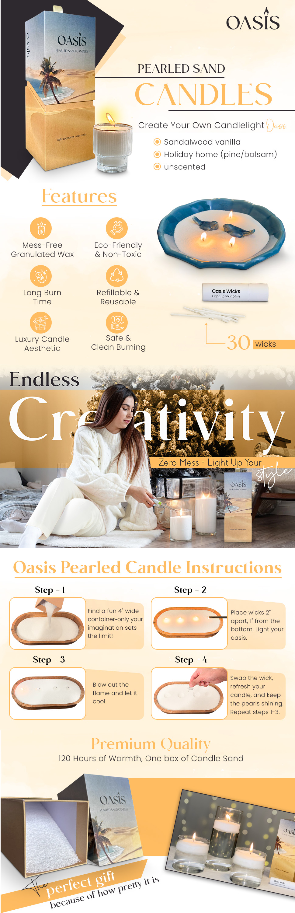 Oasis Pearled Sand Candles Live Listing